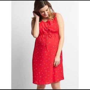 GAP Floral Sleeveless Shirtdress Hula Red Large